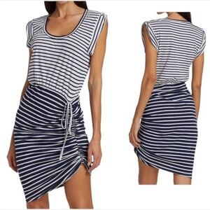 Veronica Beard Tamri Stripe Dress Navy Blue White Ruched Coastal Nautical XS
